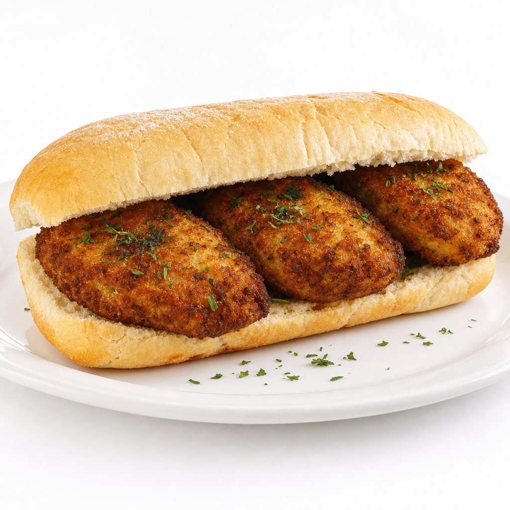 Cod fish cake sandwich.